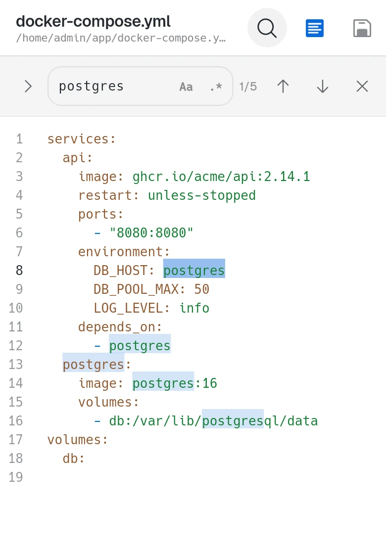 Find in the text editor, with every match highlighted