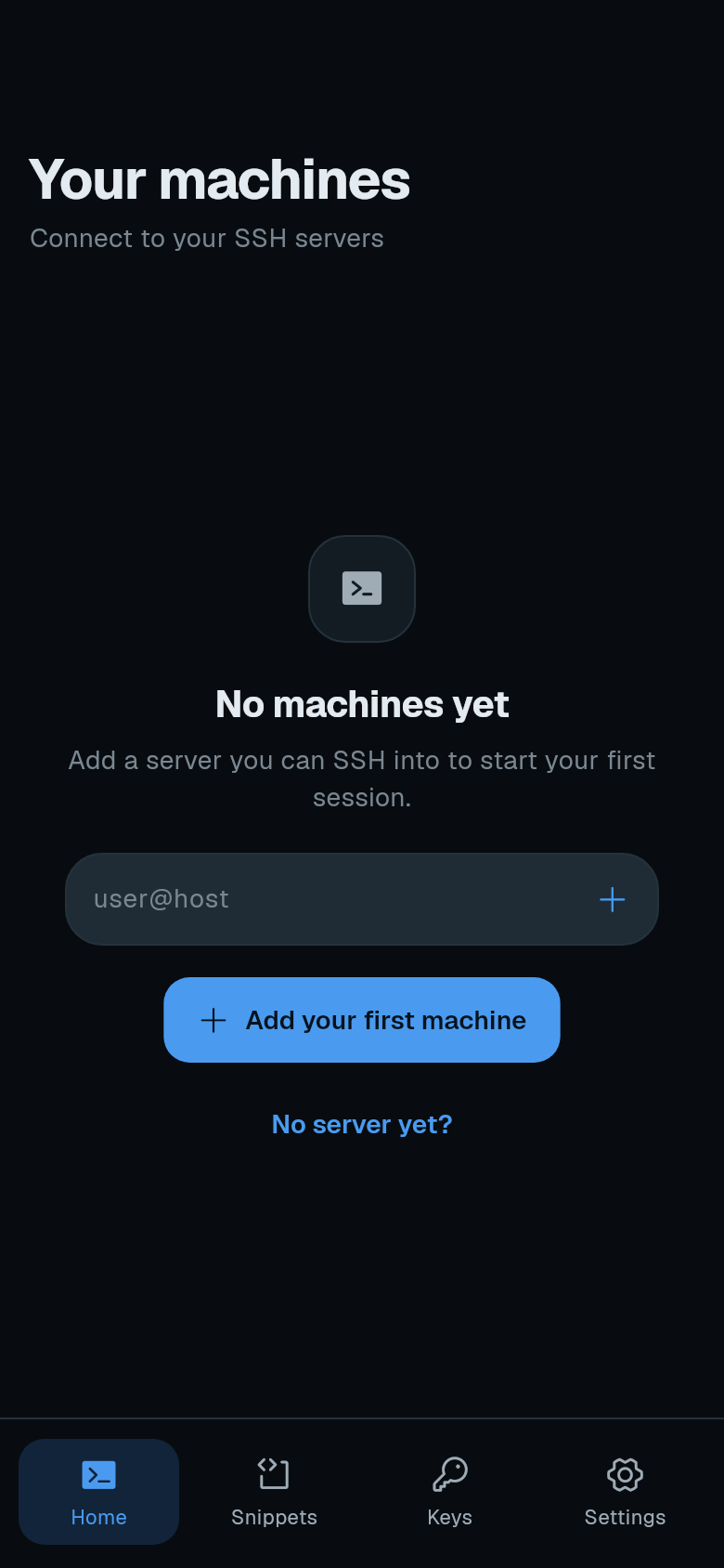 Empty machine list with user@host field