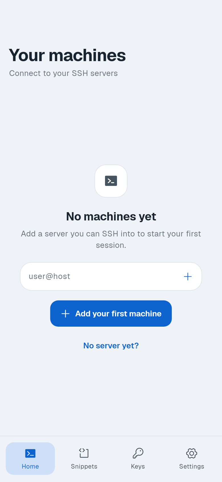 Empty machine list with user@host field