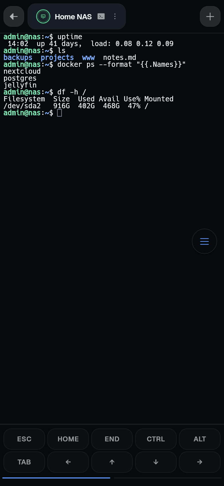 Terminal session showing shell output