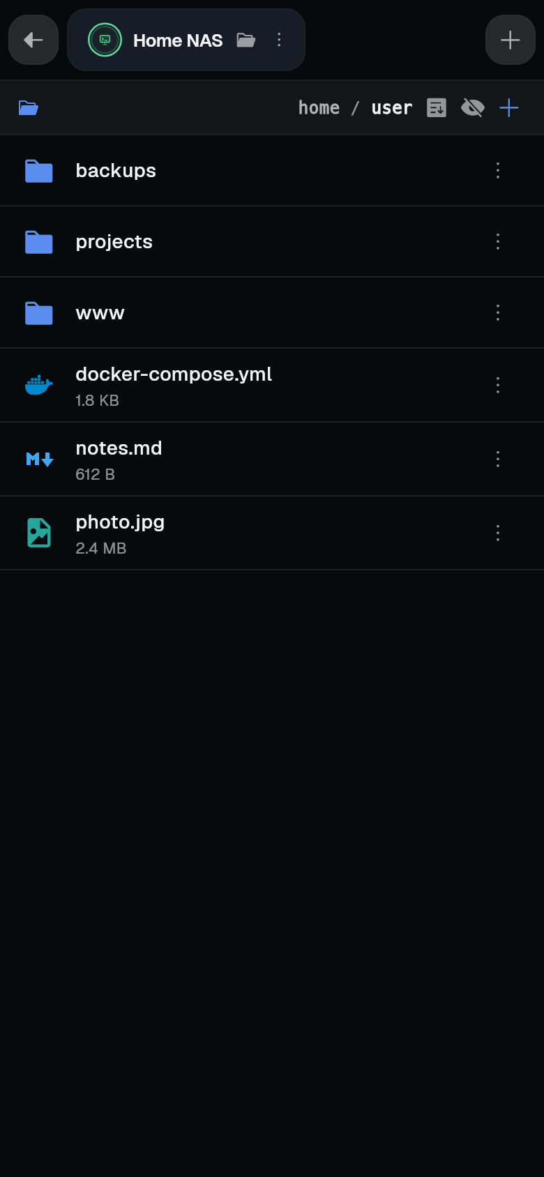 SFTP browser showing file list