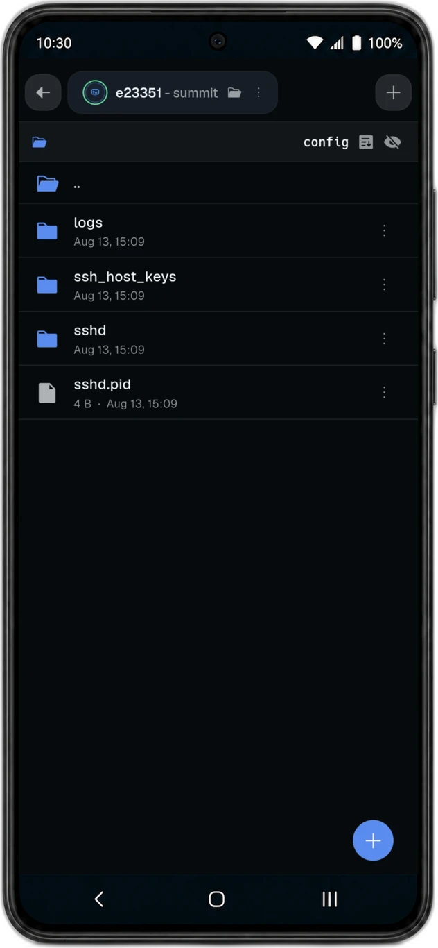The SFTP file browser