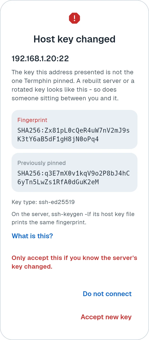 The Host key changed warning