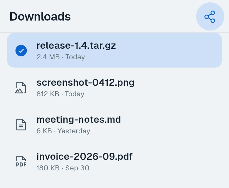 Sharing a download to Termphin and the file appearing in a folder on the server